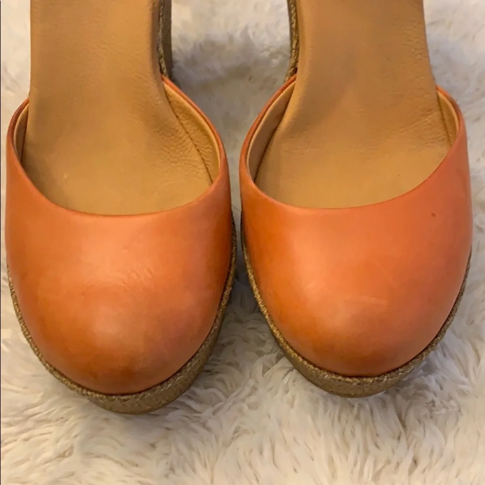 Women's Orange Platform Wedge Sandals with Ankle Strap